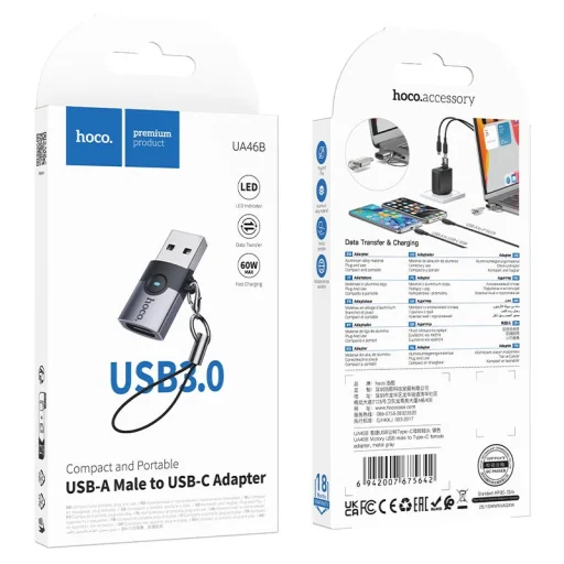 Hoco UA46B USB A - USB C OTG adaptér sivý - 9