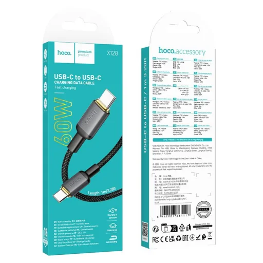 Hoco X128 Benefit USB-C - USB-C kábel 3A 60W 1 m čierny - 6