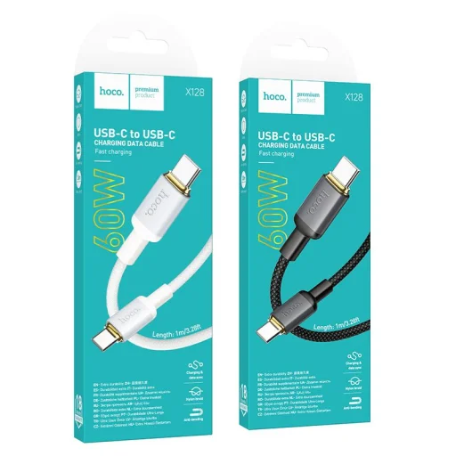 Hoco X128 Benefit USB-C - USB-C kábel 3A 60W 1 m čierny - 7