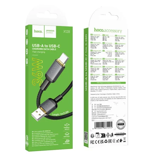 Hoco X128 Benefit USB-A - USB-C kábel 3 A 1 m čierny - 6