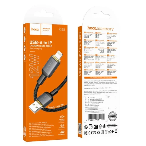 Hoco X128 Benefit čierny Lightning USB kábel 1 m 2,4 A - 6