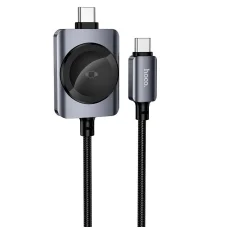 Hoco USB-C - USB-C kábel PD100W s bezdrôtovým nabíjaním pre Apple Watch 1,2 m čierny