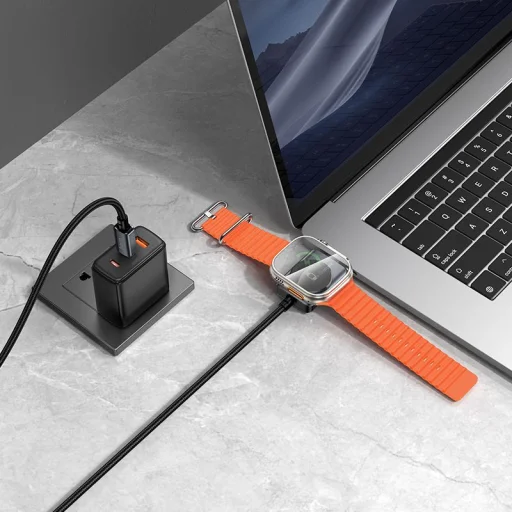 Hoco USB-C - USB-C kábel PD100W s bezdrôtovým nabíjaním pre Apple Watch 1,2 m čierny - 6