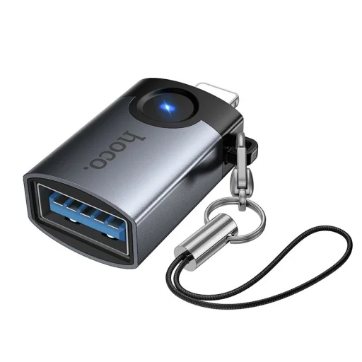 Hoco UA46 Victory Lightning – USB-A OTG adaptér sivý - 5