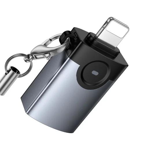 Hoco UA46 Victory Lightning – USB-A OTG adaptér sivý - 6