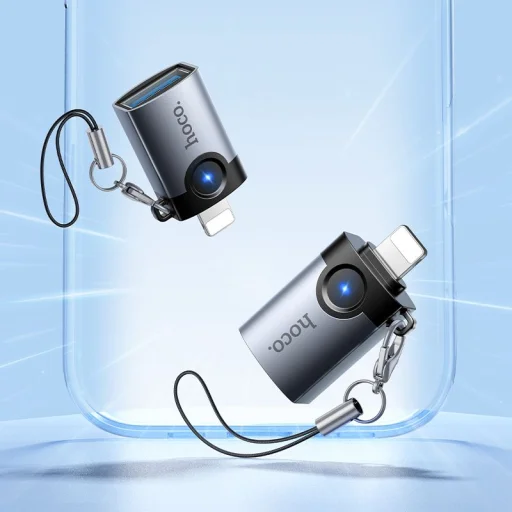 Hoco UA46 Victory Lightning – USB-A OTG adaptér sivý - 7