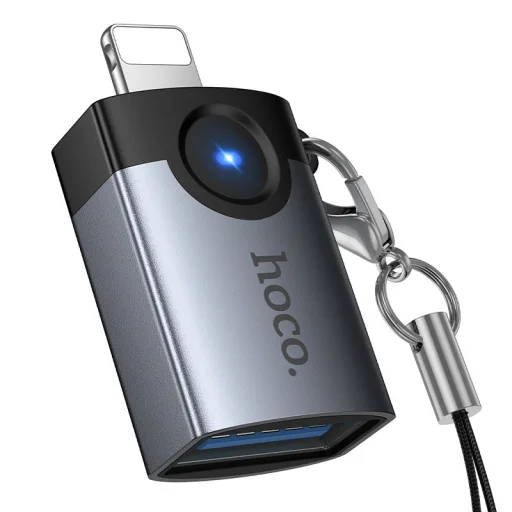 Hoco UA46 Victory Lightning – USB-A OTG adaptér sivý - 1