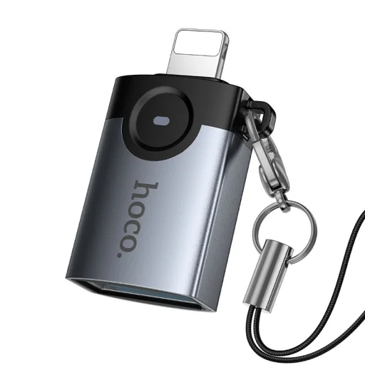 Hoco UA46 Victory Lightning – USB-A OTG adaptér sivý - 3