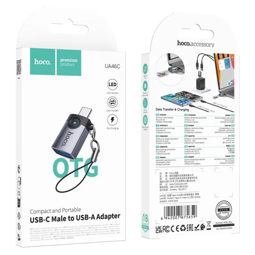 Hoco UA46C sivý USB-C - USB-A OTG adaptér - 9