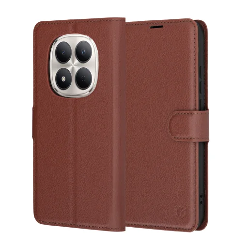Xiaomi Redmi Note 15 Pro 5G hnedé kožené flipové puzdro Techsuit - 1
