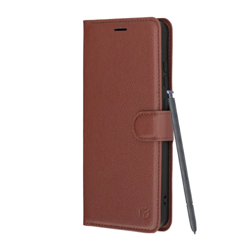 Hnedé kožené flipové puzdro Techsuit pre Samsung Galaxy S26 Ultra - 4