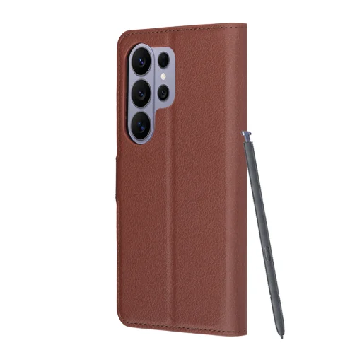 Hnedé kožené flipové puzdro Techsuit pre Samsung Galaxy S26 Ultra - 5