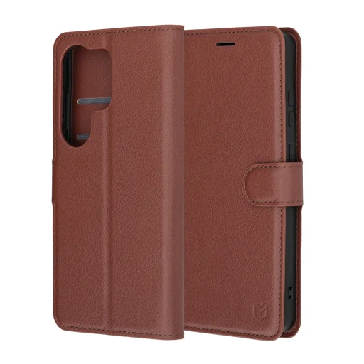 Hnedé kožené flipové puzdro Techsuit pre Samsung Galaxy S26 Ultra - 6