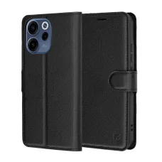 Oppo Reno15 F / Reno15 FS 5G Čierne kožené flipové puzdro Techsuit
