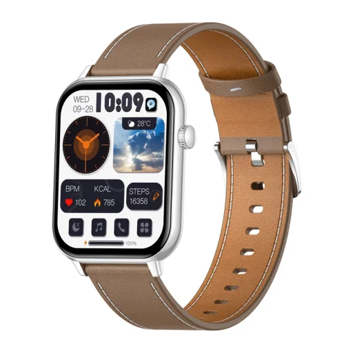 COLMI C28 Smartwatch Silver + brown leather - 2