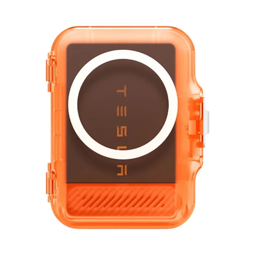 Spigen - Magnetická peňaženka TinTap MagFit+ (AFA11381) - MagSafe, Jednoduchý prístup, Minimalistický dizajn - Mrazivo priesvitná oranžová - 2