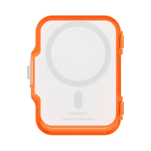 Spigen - Magnetická peňaženka TinTap MagFit+ (AFA11381) - MagSafe, Jednoduchý prístup, Minimalistický dizajn - Mrazivo priesvitná oranžová - 3