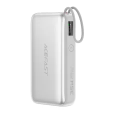 Acefast - Powerbanka (M32) - s teleskopickým káblom, Type-C, rýchlonabíjanie, PD35W, 10000mAh - Strieborná