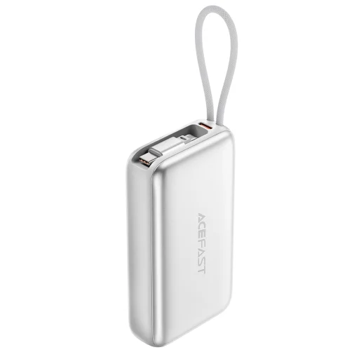Acefast - Powerbanka (M32) - s teleskopickým káblom, Type-C, rýchlonabíjanie, PD35W, 10000mAh - Strieborná - 2
