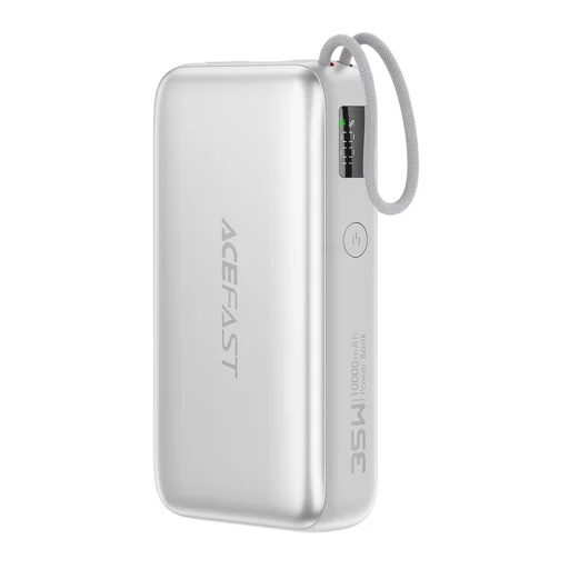 Acefast - Power Bank (M32) - teleszkópos kábellel, Type-C, gyorstöltés, PD35W, 10000mAh - Ezüst - 1