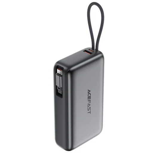Acefast - Powerbank (M34) - teleszkópos kábel, Type-C, Gyors töltés, PD45W, 20000mAh - Szürke - 2