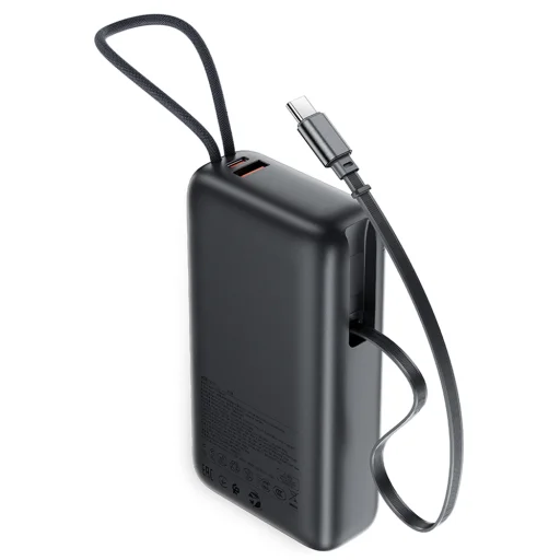 Acefast - Powerbank (M34) - teleszkópos kábel, Type-C, Gyors töltés, PD45W, 20000mAh - Szürke - 3