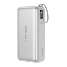 Acefast - Powerbank (M34) - teleszkópos kábellel, Type-C, Gyors töltés, PD45W, 20000mAh - Ezüst