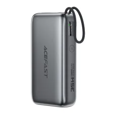 Acefast - Power banka (M32) - s teleskopickým káblom, Type-C, rýchle nabíjanie, PD35W, 10000mAh - kovovo sivá
