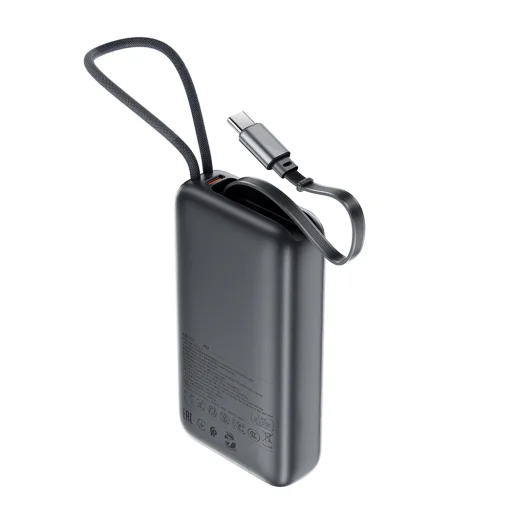 Acefast - Power Bank (M32) - teleszkópos kábellel, Type-C, Gyors töltés, PD35W, 10000mAh - Fém szürke - 3