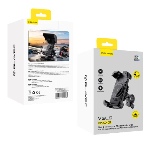 Blavec BVC-01 Velo kerékpáros/motoros mobiltelefon tartó indukciós töltéssel és rázkódás csillapítással (BVC01-ICSAHB) fekete - 13