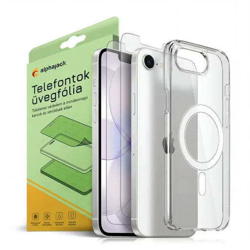 iPhone 17e / 16e Magsafe tok + üvegfólia 2db 9H 2.5D HD 0.33mm Alphajack - 1
