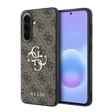 Guess PU 4G puzdro s kovovým logom pre Samsung Galaxy A57 hnedé puzdro