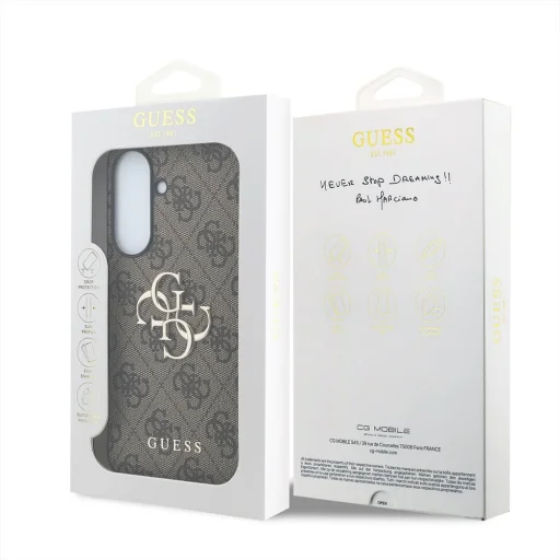 Guess PU 4G puzdro s kovovým logom pre Samsung Galaxy A57 hnedé puzdro - 7