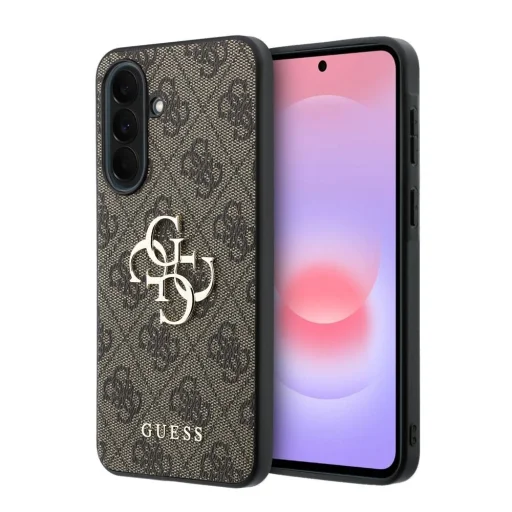 Guess PU 4G Fém Logóval Ellátott Tok Samsung Galaxy A37 Barna Tok - 1