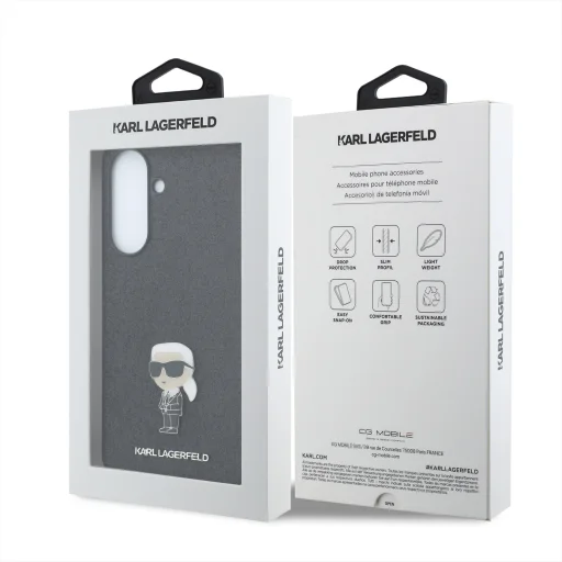 Karl Lagerfeld Fixed Glitter Metal Ikonik puzdro pre Samsung Galaxy A37 čierne - 7