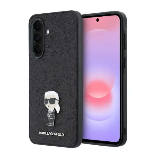 Karl Lagerfeld Fixed Glitter Metal Ikonik puzdro pre Samsung Galaxy A37 čierne - 1
