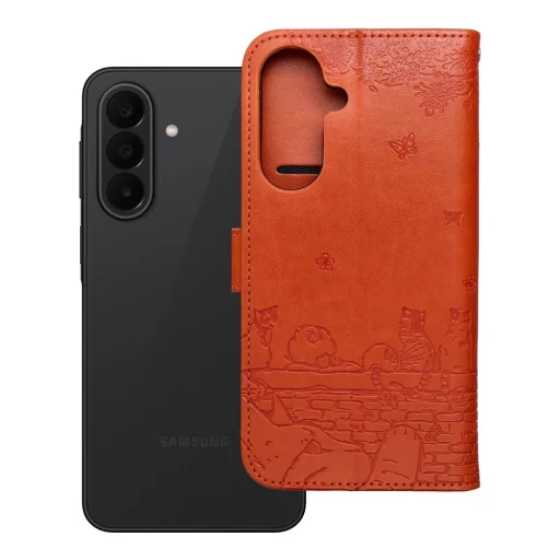 Samsung Galaxy A27 MEZZO knižkové puzdro s motívom mačky hnedé - 8
