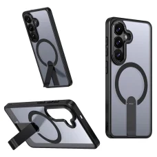 Puzdro Hybrid Armor X pre Samsung Galaxy A57 so stojanom, kompatibilné s MagSafe - čierne