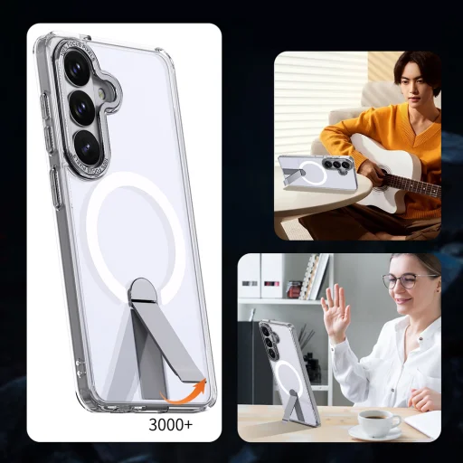 Hybrid Armor X Case for Samsung Galaxy A36 / A37 with Stand Compatible with MagSafe - Transparent - 5