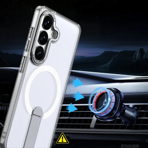 Puzdro Hybrid Armor X pre Samsung Galaxy A57 so stojanom, kompatibilné s MagSafe - Transparentné - 6