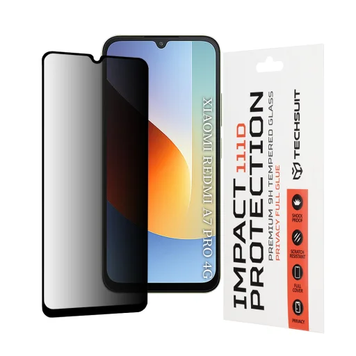 Xiaomi Redmi A7 Pro Čierne Techsuit 111D Privacy Full Glue ochranné tvrdené sklo - 1