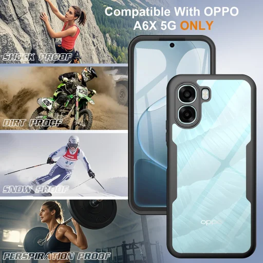 Oppo A6x 4G / A6x 5G Fekete Techsuit ColorVerse 360 Sorozat + képernyővédő tok - 6
