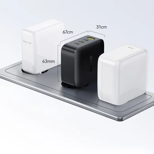Baseus - Nástenná nabíjačka EnerFill FH11 (E0121J00) - 3x USB-C, 1x USB-A, 140W, Technológia GaN, Rýchle nabíjanie - Kozmická čierna - 5