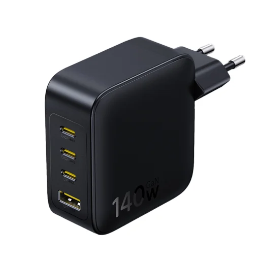 Baseus - Nástenná nabíjačka EnerFill FH11 (E0121J00) - 3x USB-C, 1x USB-A, 140W, Technológia GaN, Rýchle nabíjanie - Kozmická čierna - 1
