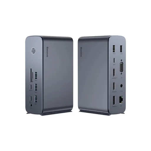Baseus - Docking Station Union Joy Pro (WKSP090113) - 17-Port Négy Képernyős Multifunkcionális Hub, Type-C, HDMI, USB, 8K - Szürke - 4