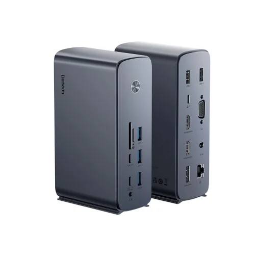 Baseus - Docking Station Union Joy Pro (WKSP090113) - 17-Port Négy Képernyős Multifunkcionális Hub, Type-C, HDMI, USB, 8K - Szürke - 1