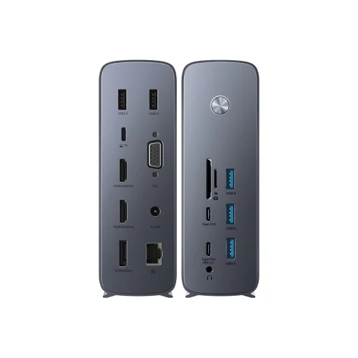 Baseus - Docking Station Union Joy Pro (WKSP090113) - 17-Port Négy Képernyős Multifunkcionális Hub, Type-C, HDMI, USB, 8K - Szürke - 3