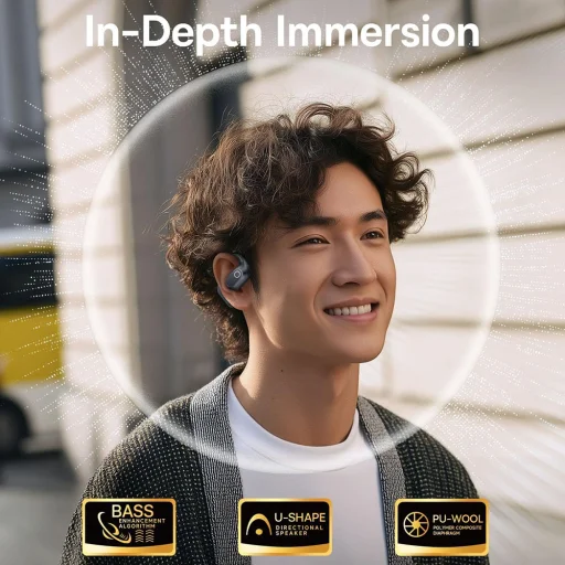 Baseus - Bezdrôtové slúchadlá Eli 2i Fit (A0102604) - Open-ear dizajn, Skutočne bezdrôtové, Bluetooth V6.0 - Kozmická čierna - 3