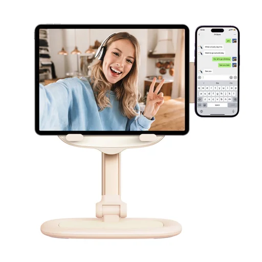 Baseus - Desk Holder Seashell (B10451501411-00) - tablethez, telefonhoz, MagSafe-hez, alumínium ötvözet - Rózsaszín - 6