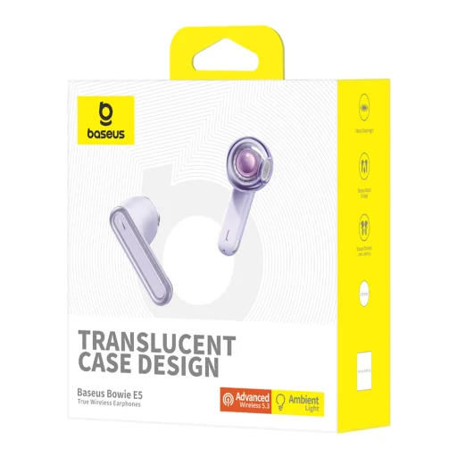 Baseus - Vezeték nélküli fülhallgató Bowie E5 (A00054501513-00) - Bluetooth, True Wireless - Nebula Purple - 7